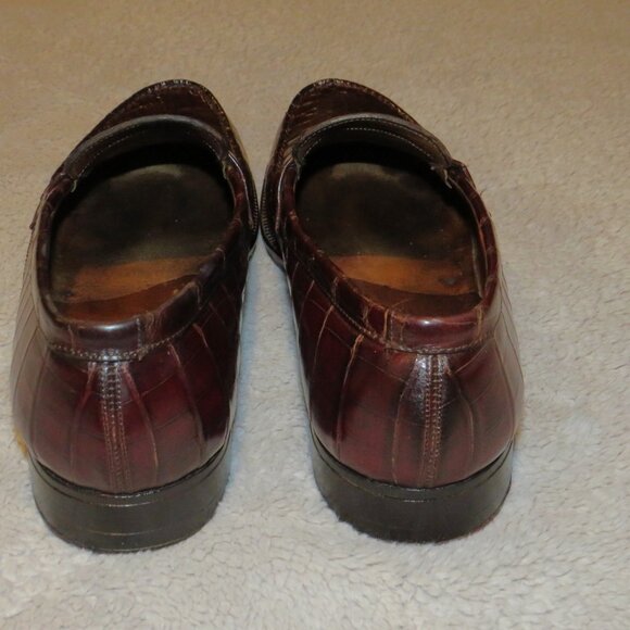 J.M. Weston 180 Burgundy Crocodile Split Toe Loafer 8.5 C - Picture 7 of 11